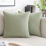 1 x RAW Customer Returns MIULEE Set of 2 cushion covers, corduroy velvet decorative cushion, sofa cushion, decorative couch cushion, cushion cover, soft for living room, bedroom, 50 x 50 cm, bean green - RRP €20.64