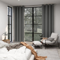 1 x RAW Customer Returns Deconovo Thermal Blackout Curtain for Bedroom and Living Room 280 CM Height 1 Panel, Blackout Curtains for Interiors Modern Curtains with Rings, 140x280 CM, Light Gray - RRP €22.99