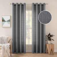 1 x RAW Customer Returns MIULEE Set of 2 Voile Curtain Sheer Linen Curtain with Eyelets Transparent Irregular Texture Curtain Eyelet Curtain Window Curtain Translucent for Bedroom 280 x 140 cm H x W Dark Gray - RRP €30.74