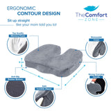 3 x Brand New TheComfortZone Orthopedic Seat Cushion Ergonomic Chair Cushion for Office, Wheelchair, Reduces Pain, Improves Seating Comfort and Relieves Tailbone, Washable Cover - RRP €112.14