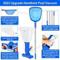 1 x RAW Customer Returns 2023 Upgrade pool cleaning floor vacuum skimmer pool landing net, portable pool vacuum cleaner, vacuum cleaner pool cleaning set with 4 section rods of 68 for swimming pool, spa, pond, whirlpool - RRP €24.99