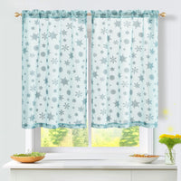 5 x Brand New TOPICK Winter Sheer Window Curtains with Drawstring Snowflake Pattern Bistro Curtain Voile Light Filtering Kitchen Curtain for Bedroom Children s Room 65 x 60 cm W x H Set of 2 Blue - RRP €90.7