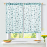 5 x Brand New TOPICK Winter Sheer Window Curtains with Drawstring Snowflake Pattern Bistro Curtain Voile Light Filtering Kitchen Curtain for Bedroom Children s Room 65 x 60 cm W x H Set of 2 Blue - RRP €90.7