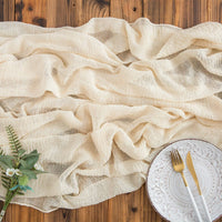 1 x RAW Customer Returns AOKSUNOVA Table Runner Muslin Beige 4m x 80cm Cheesecloth Table Runner Wedding Decorative Fabric - RRP €20.16