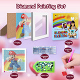 2 x Brand New yumcute Diamond Painting Children With Wooden Frame, 5D Diamond Painting Children DIY Full Crystal Rhinestone Diamond Painting Set for Children Diamond Pictures Arts Craft for Home Wall Decor 18 18 Super Bros  - RRP €40.8