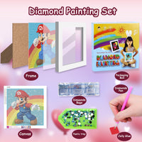 1 x Brand New yumcute Diamond Painting Children With Wooden Frame, 5D Diamond Painting Children DIY Full Crystal Rhinestone Diamond Painting Set for Children Diamond Pictures Arts Craft for Home Wall Decor 18 18 Super Bros  - RRP €20.4