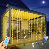 1 x RAW Customer Returns GCMacau Solar Light Curtain Fairy Lights Curtain 3 x 3 m, 300 LEDs Light Curtain Indoor Outdoor Waterfall Fairy Lights, Waterproof, 8 Modes and Remote Control, USB Charging, Hanging Sparkling Curtains - RRP €25.2