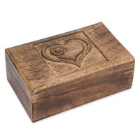 1 x RAW Customer Returns Ajuny Handmade Decorative Wooden Jewelry Box Heart Carved Design Vintage Style Multipurpose Treasure Chest Necklaces Watch Boxes Storage Organizer Ideal for Gifts, Brown 8x5 inches - RRP €18.65