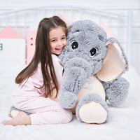 1 x RAW Customer Returns IKASA Giant Elephant Plush Toy Soft Gifts Grey, 100cm  - RRP €56.99