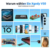 1 x RAW Customer Returns XGODY V50 Mobile Phone Without Contract, 4GB 64GB 256GB Expandable, Smartphone Cheap 4G Quad Core Android 10 New Mobile Phone with 4500mAh and 6.52 Display, 15MP 8MP, Face ID Dual SIM GPS Blue  - RRP €80.66