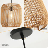 1 x RAW Customer Returns FORCOSO Rattan Pendant Light, Boho Rattan Lamp Hanging 26 cm, Rattan Ceiling Lamp E27, max. 60W Hanging Lamp for Bedroom Living Room Dining Room Hallway Kitchen - Brown - RRP €39.99