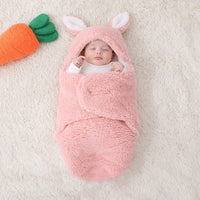 1 x RAW Customer Returns SIMYJOY Baby Swaddle Replacement Sherpa Blanket Newborn Receiving Blanket Lovely Rabbit Ear Warm Baby Hat Sleeping Bag for 0-6 Months 0-1 Months, Pink - RRP €21.13