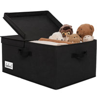 1 x RAW Customer Returns GRANNY SAYS storage box with lid fabric, 1 piece fabric storage basket with lid extra large, foldable storage box fabric, black storage basket with lid for clothes toys - RRP €20.14