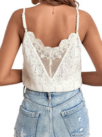 1 x RAW Customer Returns GORGLITTER Cami Top with Lace Women s Lace Camisole V Neck Tops Sexy Lace Top Backless Top with Bow Edge Beige S - RRP €26.21