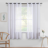 1 x RAW Customer Returns MIULEE short curtains with eyelets, transparent look, eyelet curtain, eyelet curtain, transparent, short curtain for bedroom, living room, 140 x 145 cm W x H , set of 2, white - RRP €16.85