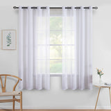 1 x RAW Customer Returns MIULEE Short Curtains with Eyelets Transparent Look Curtain Eyelet Curtain Eyelet Curtain Transparent See-Through Curtain Short for Bedroom Living Room 140 x 145 cm W x H Set of 2 White - RRP €18.49