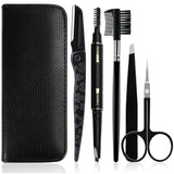 1 x RAW Customer Returns Gibot eyebrow set, 5 pieces stainless steel tweezers, eyebrow scissors, eyebrow brush, eyebrow shaving, eyebrow pencil and travel box for women and men - RRP €10.49