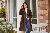 1 x RAW Customer Returns GRACE KARIN Women s Long Coat Solid Color Winter V-Neck Lapel Collar Knee Length Overcoat with Belt Light Brown S - RRP €97.72