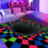 1 x RAW Customer Returns HOLAVIDA Vortex 3D Neon Rug UV Reactive, Non-Slip, Glow in the Dark Mat for Games, Children s and Bedroom Decoration 180x120cm - RRP €66.26