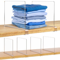 3 x RAW Customer Returns Transparent acrylic shelf dividers, wardrobe shelf dividers, acrylic shelf dividers, multifunctional shelf divider, adjustable shelving system divider for cabinets, wardrobe, kitchen 4 pieces  - RRP €72.57