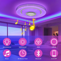 1 x RAW Customer Returns OTREN LED ceiling light dimmable with RGB, 36W LED ceiling lamp with Bluetooth speaker, ceiling lamps with remote control or APP control adjustable for bedroom living room kitchen, 30CM - RRP €33.99