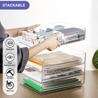 1 x RAW Customer Returns Greentainer Stackable Clear Paper Trays - Desk Rack for Letter Tray, Desktop Accessories Tray, A4 Paper Holder, Supplies, Magazines, Documents and Receipts - RRP €22.8