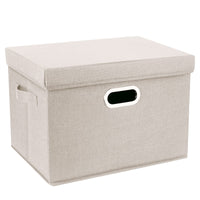 1 x RAW Customer Returns TYEERS Storage Box with Lid Large Fabric Foldable Washable Box Storage with Lid 44 x 30 x 29 cm Pack of 2 Beige - RRP €30.24