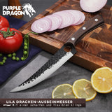 1 x RAW Customer Returns Purple Dragon 7 Inch Boning Knife Fillet Knife Full Tang Chef s Knife Meat Vegetable Cleaver High Carbon Steel Kitchen Knife for Fish Meat Deboning with Gift Box - RRP €29.5