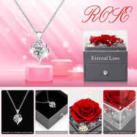 1 x RAW Customer Returns CSYY Eternal Rose, Gifts for Women, Infinity Roses with 925 Sterling Silver Chain Handmade Preserved Rose Jewelry Gift Box for Women Mom Sister Wife on Christmas - RRP €29.45