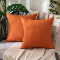 1 x RAW Customer Returns MIULEE Waterproof Outdoor Linen Cushion Cover Soft Sofa Pillowcases Modern Decorative Pillows for Living Room Bed Chair Room Office Bedroom Lumbar 60x60 cm 2 Pieces Orange - RRP €19.42