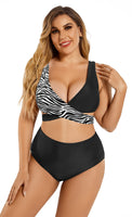 1 x RAW Customer Returns SHEKINI Women s Two Piece Swimsuit Cross Lace Up Push Up Bikini Top Plus Size Breasts Bikini Set High Waist Bikini Bottoms Swimwear X-Large, Zebra Print  - RRP €34.27