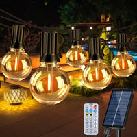 1 x RAW Customer Returns 17M Solar Fairy Lights Outdoor with 25 2 Warm White G40 LED Bulbs, USB Solar Charging Method, Outdoor Solar Fairy Lights, IP44 Waterproof 11 Modes Fairy Lights for Garden, Patio, Balcony, Wedding - RRP €36.99