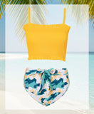 1 x Brand New Yvette Women s Bikini Set Smocked Swimwear Tankini High Waist Two-Piece Swimsuit, Yellow, XL - RRP €29.23