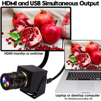 1 x RAW Customer Returns ELP HDMI 4K Camera 60fps High Speed Webcam USB3.0 HDMI Simultaneous Output PC Camera 2.8-12mm 4X Manual Focus Lens Close Up Camera for Computer MicroscopeTelescope Industrial Application Camera - RRP €185.99