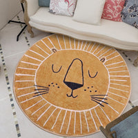 1 x RAW Customer Returns Round short pile rugs for children s rooms, brown yellow little lion head pattern, modern design children s rug play mat rugs diameter 120 cm - RRP €41.59