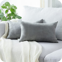 1 x RAW Customer Returns Topfinel Cushion Covers Plain Chenille Decorative Cushion Cover with Hidden Zipper for Sofa Car Bed Set of 2 40 x 80 cm Squirrel Grey - RRP €18.83