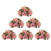 1 x RAW Customer Returns BLOSMON Bouquet Flower Arrangements Artificial Decoration Rose 6 Pcs Artificial Bouquet Dusty Pink Flowers Table Decoration Flower Ball Valentine s Day Bouquet Real Roses for Wedding Mother s Day Gift - RRP €54.91