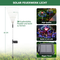 1 x RAW Customer Returns PUAIDA Solar Lights for Outdoor Garden, 2 Pack Fireworks Solar Christmas Lights with Transparent Tube and Colored Light, IP65 Waterproof Solar Christmas Decoration for Outdoor Garden Outdoor Patio - RRP €20.16