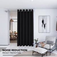 1 x RAW Customer Returns Deconovo Blackout Curtain Eyelet Curtains Living Room Eyelet Curtain Thermal Curtain Cold Protection Heat Insulating Door Divider Thermal Curtain 290 x 200 cm Height x Width , Black, 1 Piece - RRP €49.49