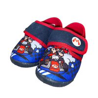 1 x Brand New SUPER MARIO slippers for boys and girls from 2 to 8 years, funny slippers with Mario motif 25 EU, slippers for boys with velcro fastening, Mario Kart slippers, ideal for kindergarten, blue - RRP €21.17