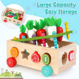 10 x Brand New WOODMAM 5 in 1 pull-along toy for children aged 1 2 3 4 years and up, educational toy with carrot harvest game, fine motor skills wooden Montessori toy gift for children boys girls - RRP €201.6