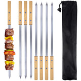 1 x RAW Customer Returns AWCIGG 8 pieces flat grill skewers stainless steel 55 cm extra long shashlik skewers, Adana Turkish kebab skewers grill accessories meat skewers with bag - RRP €30.24