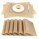 1 x Brand New ACUSHLA 6 Pack Washable PVC Placemats Heat Resistant Non Slip Placemats for Kitchen Home Restaurant Dining Table 45cm x 30cm Gold , ACCD-6PACK - RRP €19.2