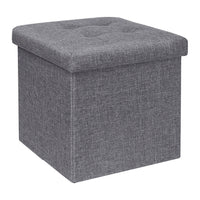 1 x RAW Customer Returns Bonlife Stool with Storage Space Bench Foldable Chest Storage Box Pouf Stool Bed Organizer Seat Cube Made of PVC 32 x 32 x 32 cm Grey-1  - RRP €21.98