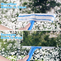 1 x RAW Customer Returns Mitclear window cleaner with telescopic handle 146cm , professional window wiper with silicone squeegee microfiber scrubber, window cleaning set for bathroom, shower, glass, mirror, car - RRP €16.2