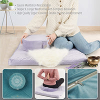 1 x Brand New Hihealer Meditation Cushion Zabuton with Velvet Cover - Deluxe Large Square Meditation Cushion Yoga Floor Cushion Mat for Knee and Seat Support, Women, 80 x 80 x 8 cm - RRP €30.0