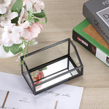 1 x RAW Customer Returns SUMNACON Black Business Card Holder Made of Glass Metal Business Card Stand for Cards Business Card Stand Business Card Box Business Card Show Storage for Business Cards for Desk Office - RRP €12.99