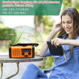 1 x RAW Customer Returns 10000mAh Emergency Dynamo Hand Crank Radios, Solar AM FM Radio with Battery Backup, Portable Survival Gear with Charger, Camping Flashlight, LED Lamp, Compass, SOS Alarm for Power Outages at Home - RRP €39.99