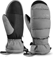 1 x RAW Customer Returns Kineed Ski Gloves Women Snowboard Mittens Touchscreen Waterproof Winter Warm Mittens with Hidden Zipper Pocket Gray - RRP €40.33