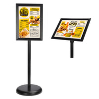 1 x RAW Customer Returns Belle Vous A4 Black Standing Display Stand Pedestal Aluminum Poster Stand Frame for Vertical and Horizontal View Adjustable Lectern for Weddings, Exhibitions, Stores and Restaurants - RRP €48.08